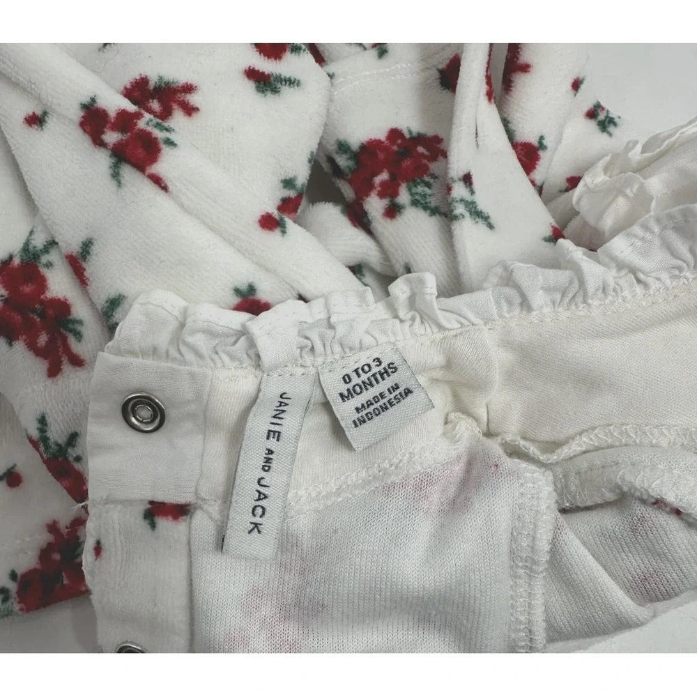 Janie and Jack Floral Long Sleeve Velvet High Neck One Piece Holiday‎ Baby Girl